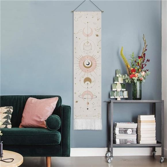 Moon Phase Tapestry Moon Tapestry Wall Hanging Art Bohemian Tapestries White - Picture 3 of 7